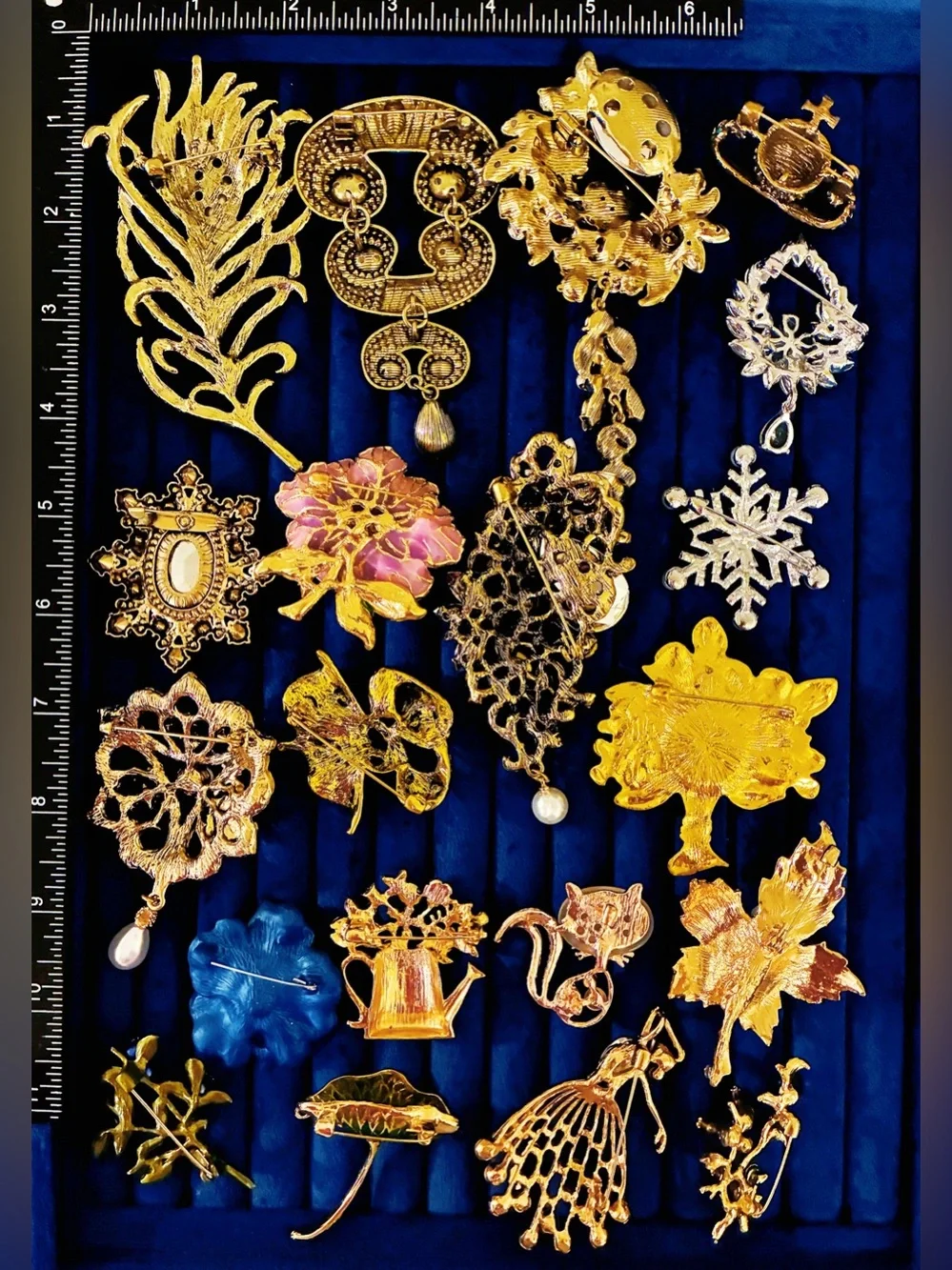 20 Pc Bulk Lot Statement Brooch Pins Rhinestone Enamel Crystal Flower Cat